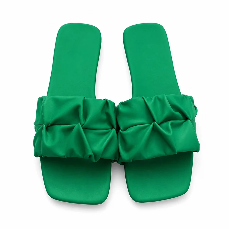 Green Flat Flip Flop Style Sandal
