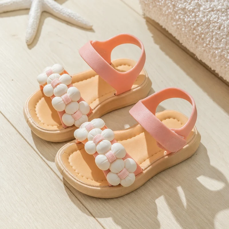 Girls Non-Slip Sandal with Flower Pattern