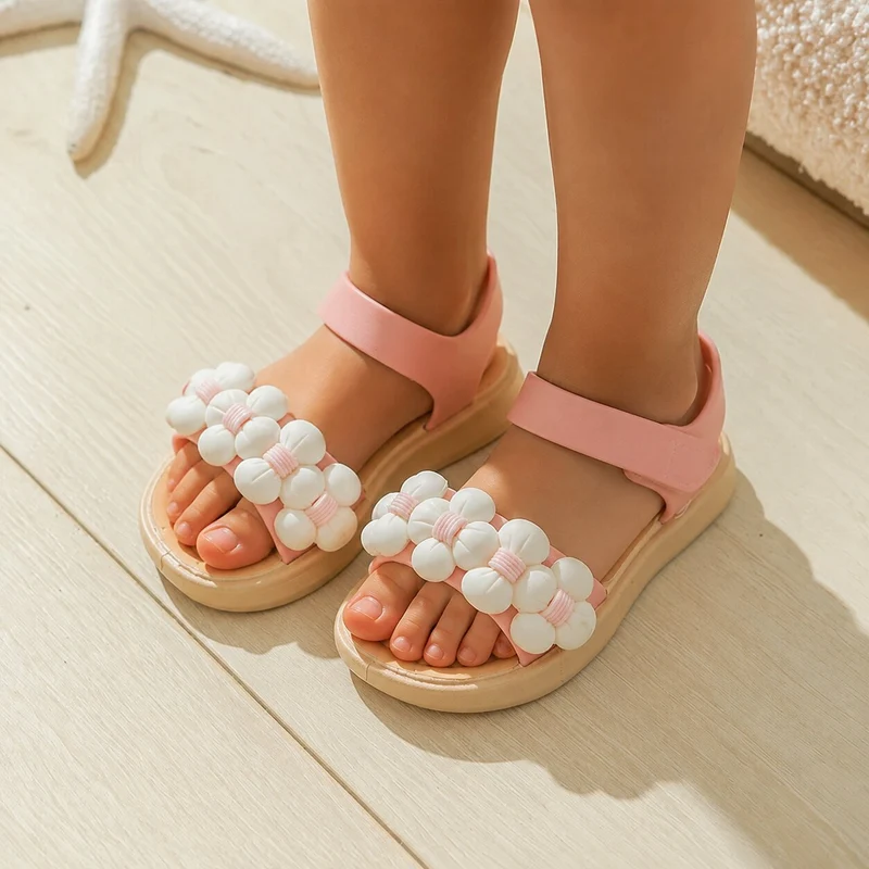 Girls Non-Slip Sandal with Flower Pattern