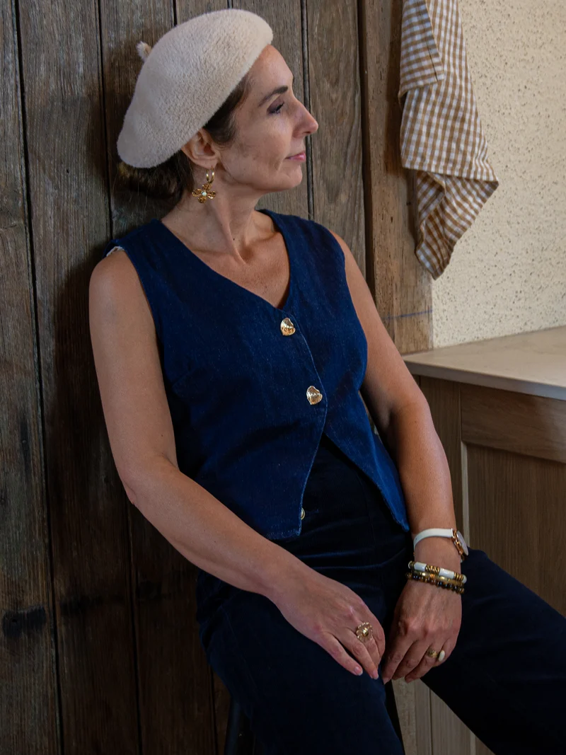 Veston sans manches denim brut THEONIE Oraije