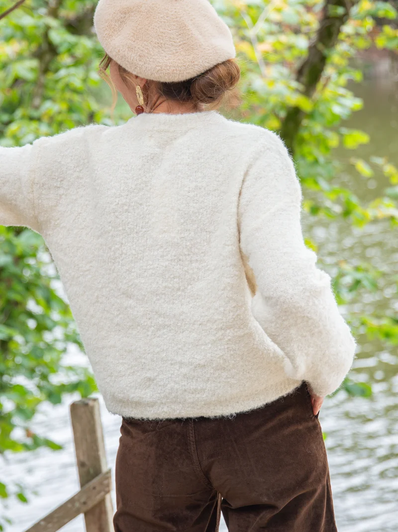 Gilet écru laine bouillie ZELIE