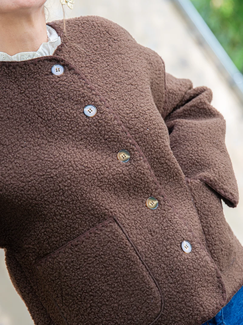 Veste chocolat effet mouton retourné AELIA