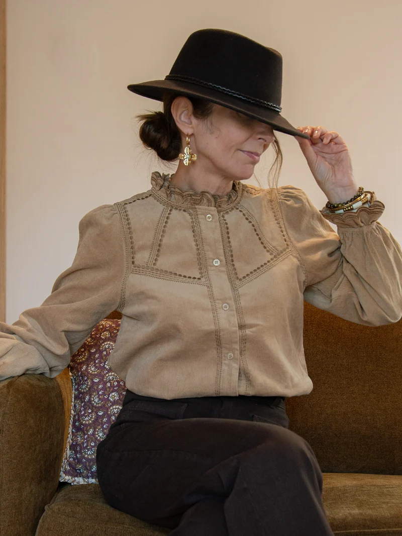 Blouse velours beige BERIZA La Petite Étoile