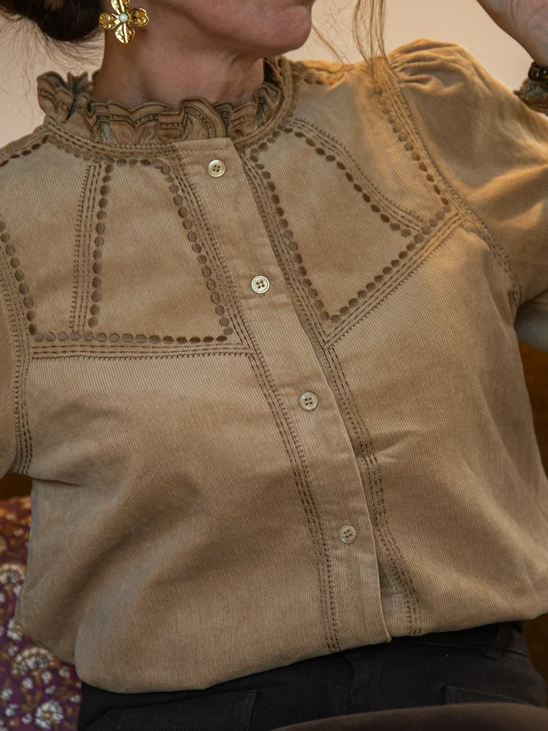 Blouse velours beige BERIZA La Petite Étoile