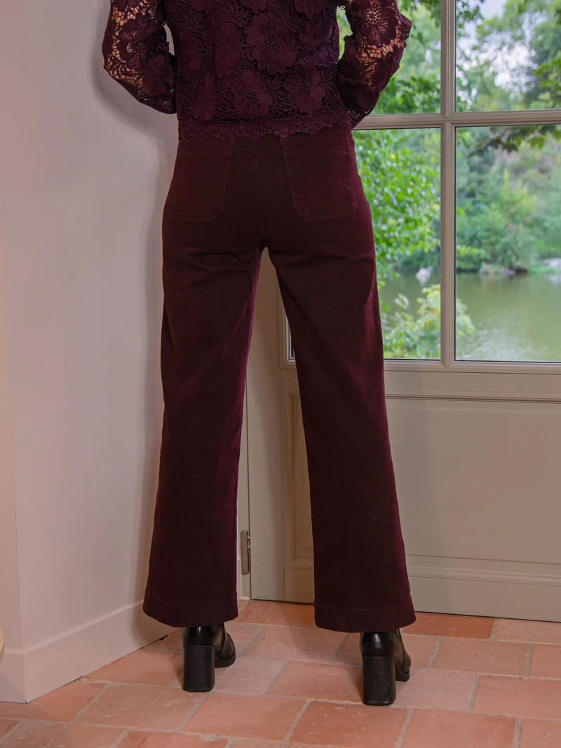 Jeans denim bordeaux à pont VICTORINE Oraije