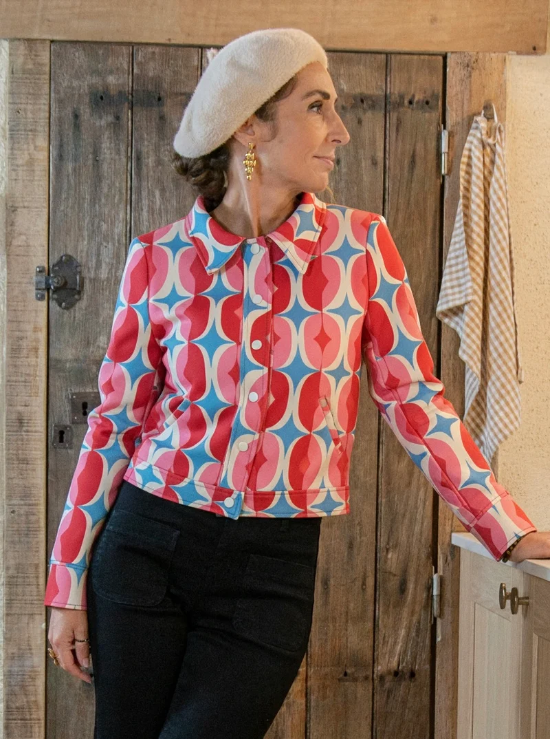 Veste SEVENTIES n°179 rouge et rose Hippocampe