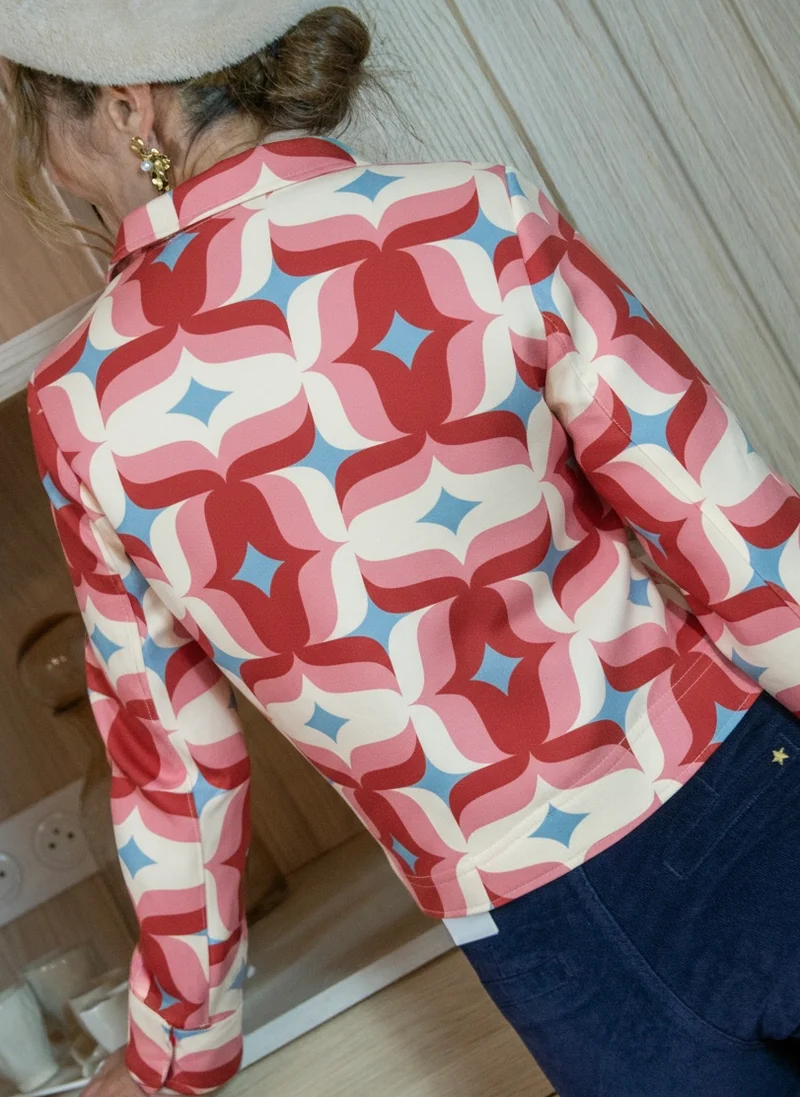 Veste SEVENTIES n°179 rouge et rose Hippocampe