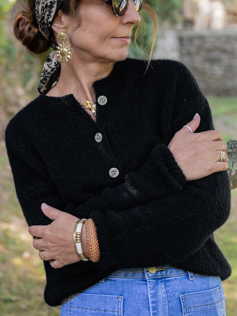 Gilet noir en maille LAYANA