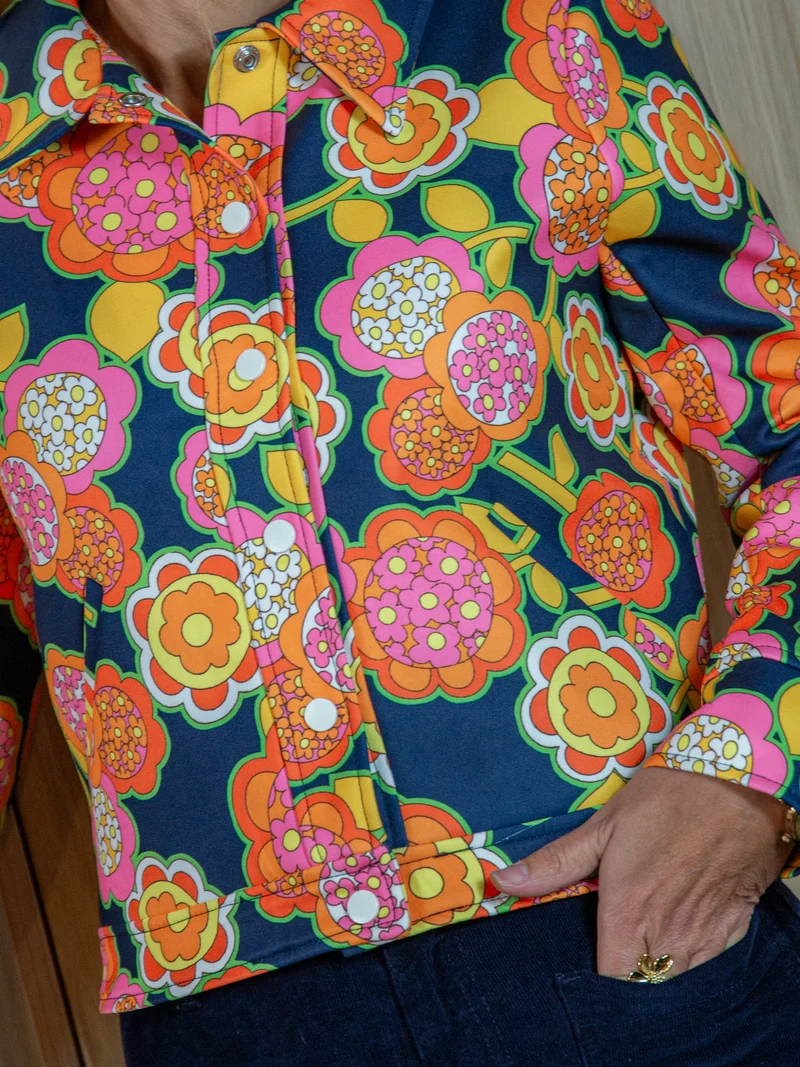 Veste SEVENTIES n°137 marine Hippocampe