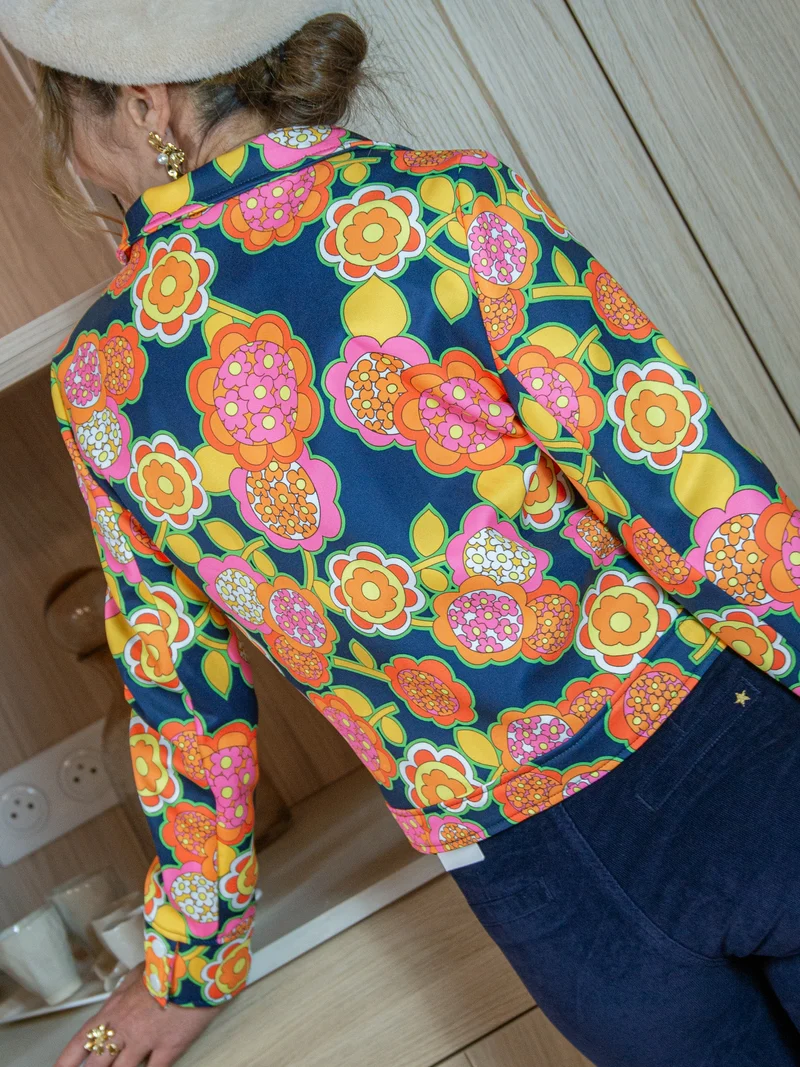 Veste SEVENTIES n°137 marine Hippocampe