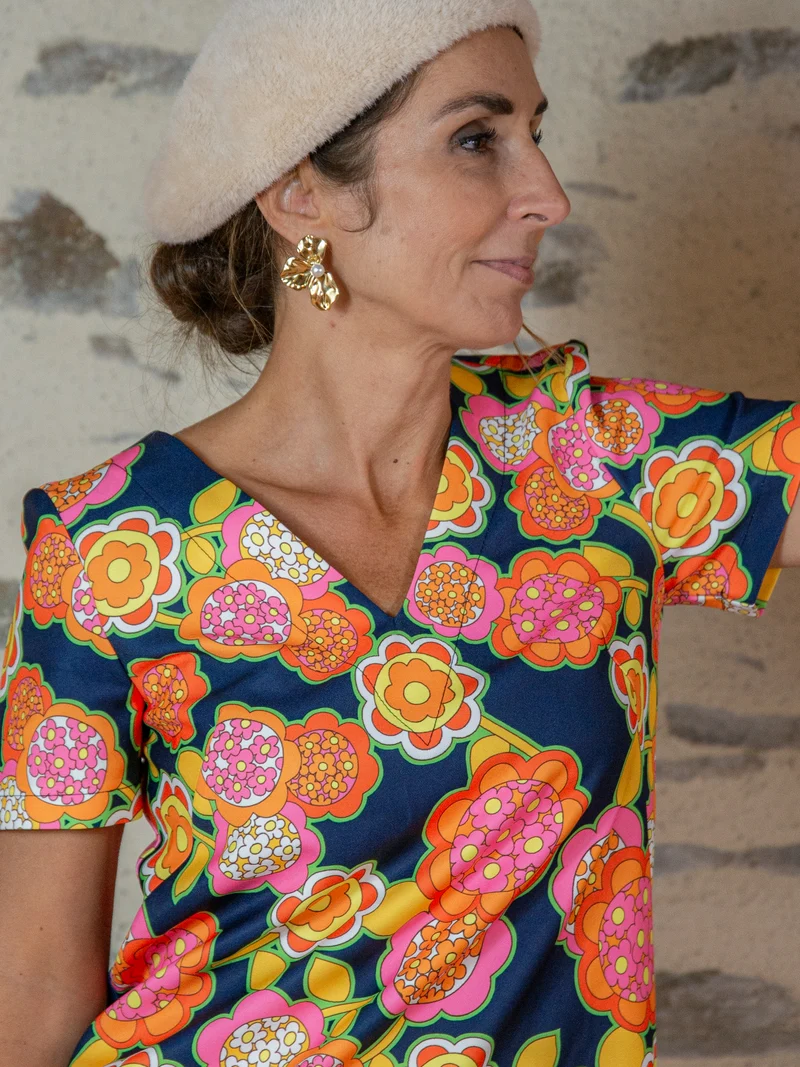 Robe SEVENTIES n°137 marine Hippocampe
