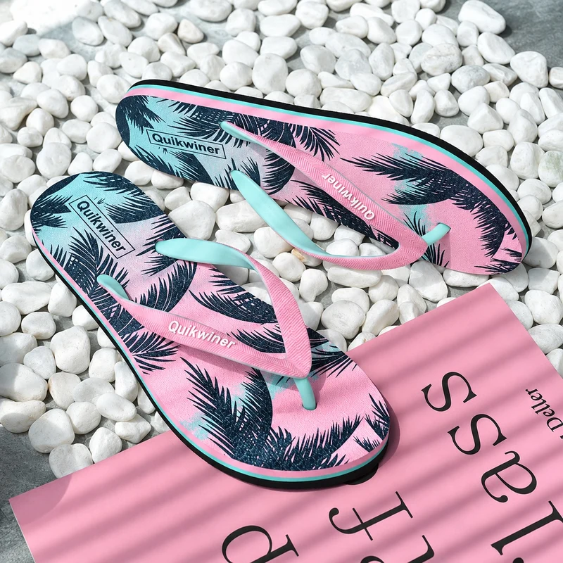 Women's Retro Style Flip Flop Sandal with Palm Trees