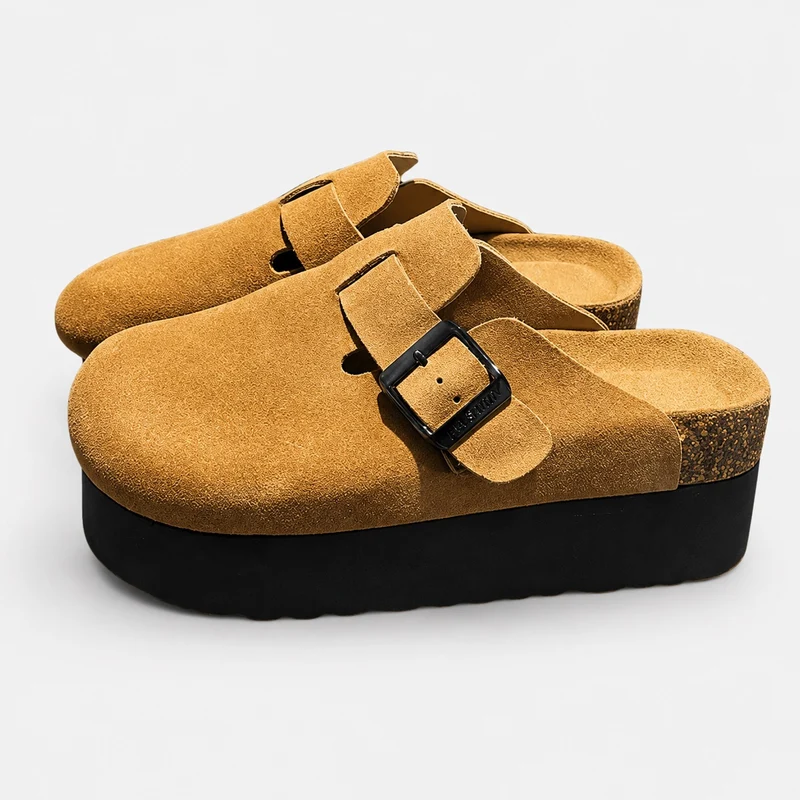 Women's Suede Platform Style Clog Sandal
