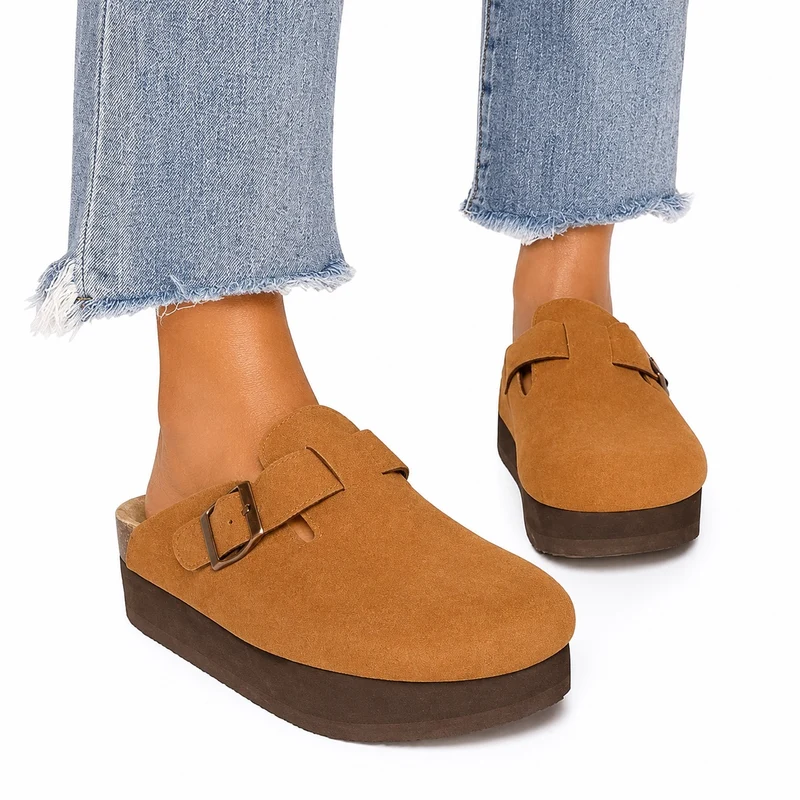 Women's Suede Platform Style Clog Sandal