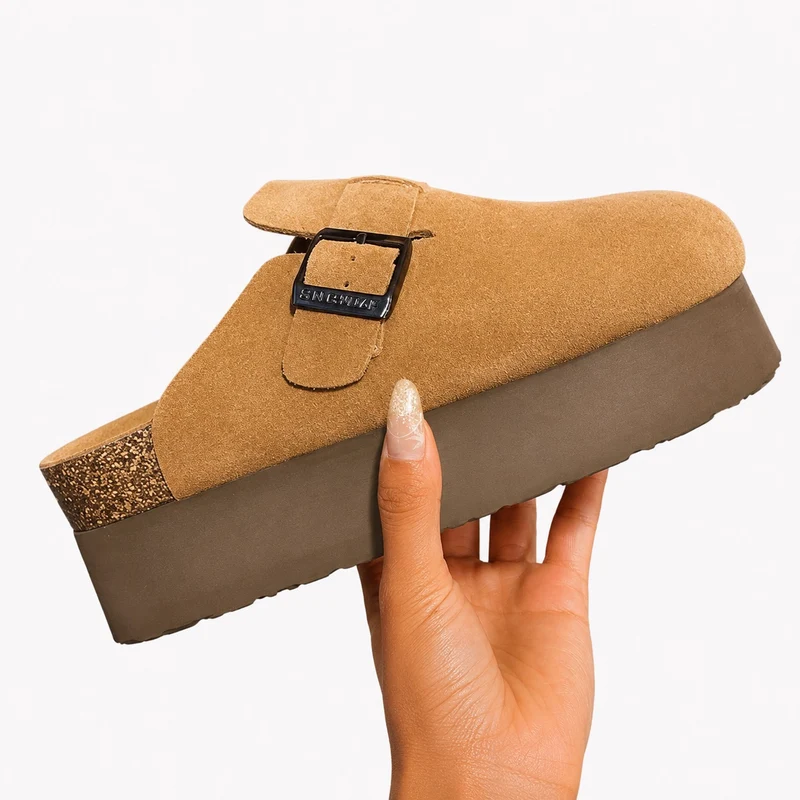 Women's Suede Platform Style Clog Sandal