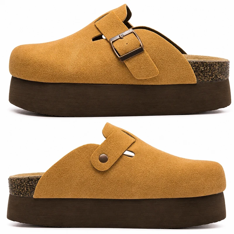 Women's Suede Platform Style Clog Sandal