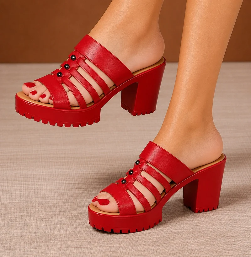 Women's Platform Style Clog Sandal with Square Heel