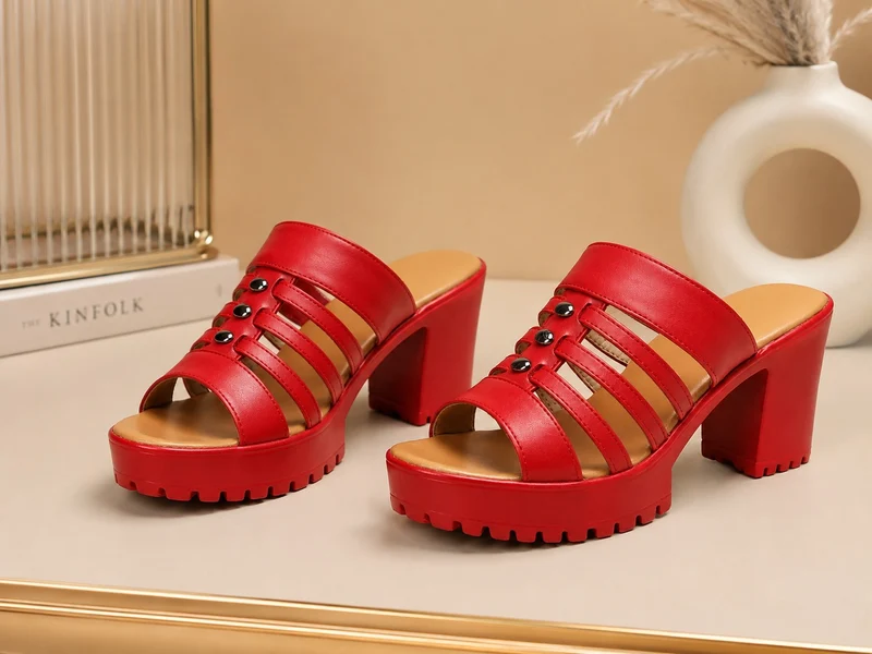 Women's Platform Style Clog Sandal with Square Heel