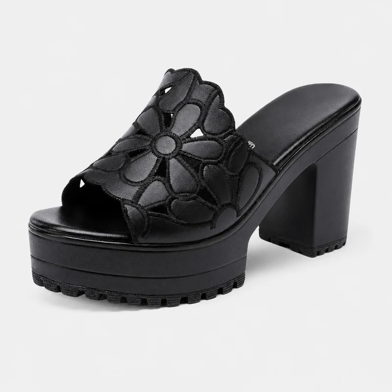 Women's Clog Sandal with Floral Pattern on Strap