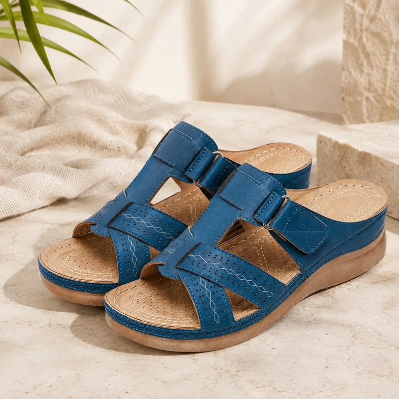 Blue Retro Style Women's Scratch Sandal