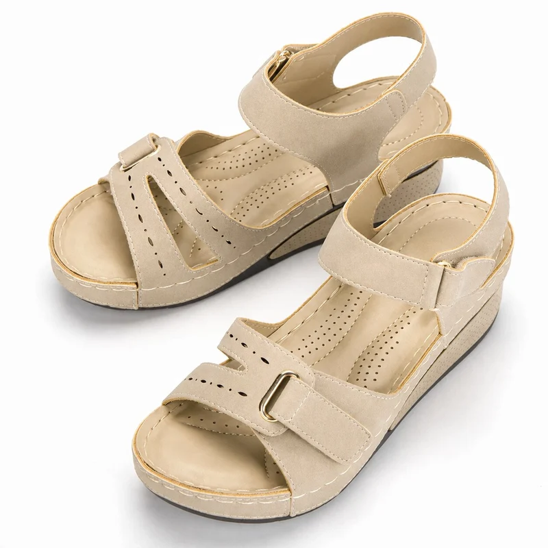Beige Women's Scratch Wedge Sandal