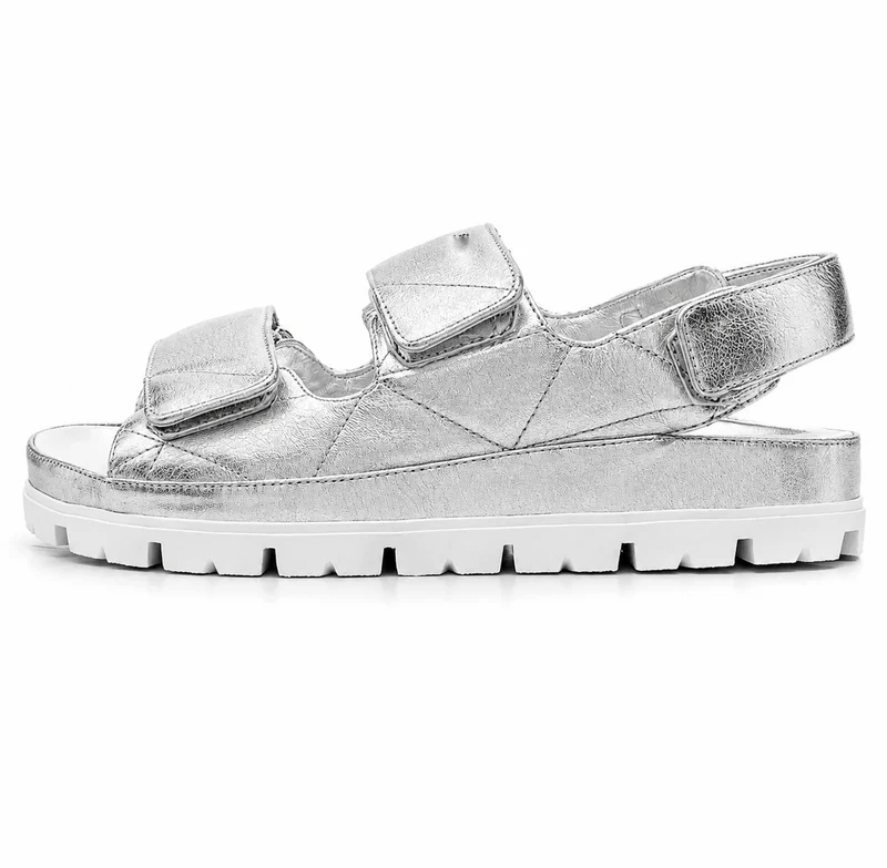 Women's Silver and Shiny Scratch Sandal