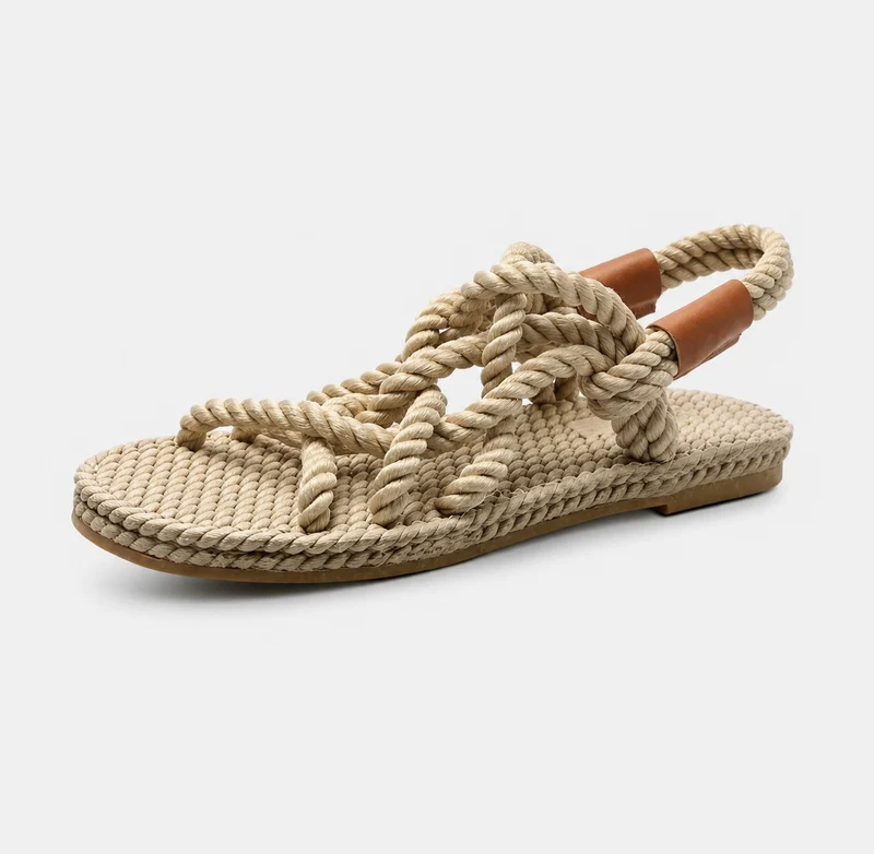 Thong Style Sandal with Braided Rope Straps