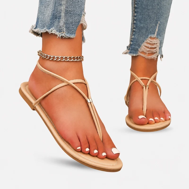 Beige Summer Style Sandal with Straps