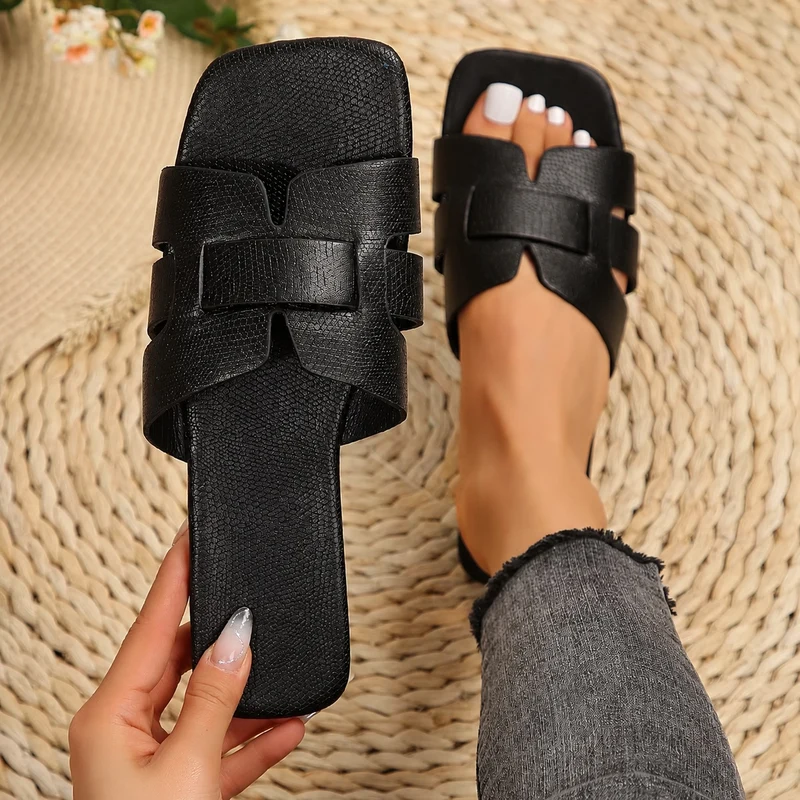 Black and Designer Thong Style Sandal