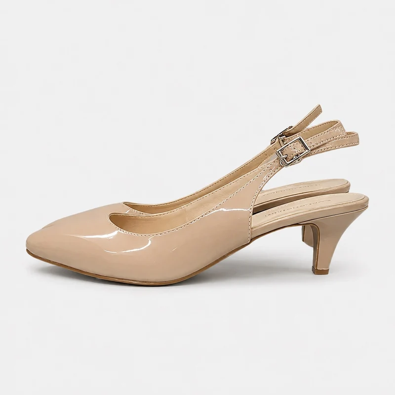 Women's 5 - 7 cm Beige High Heel Sandal in Pump Style with Strap