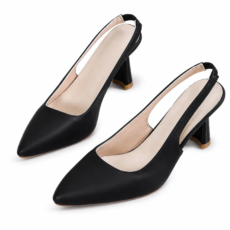 Women's 5 - 7 cm Black Open Design Heeled Sandal