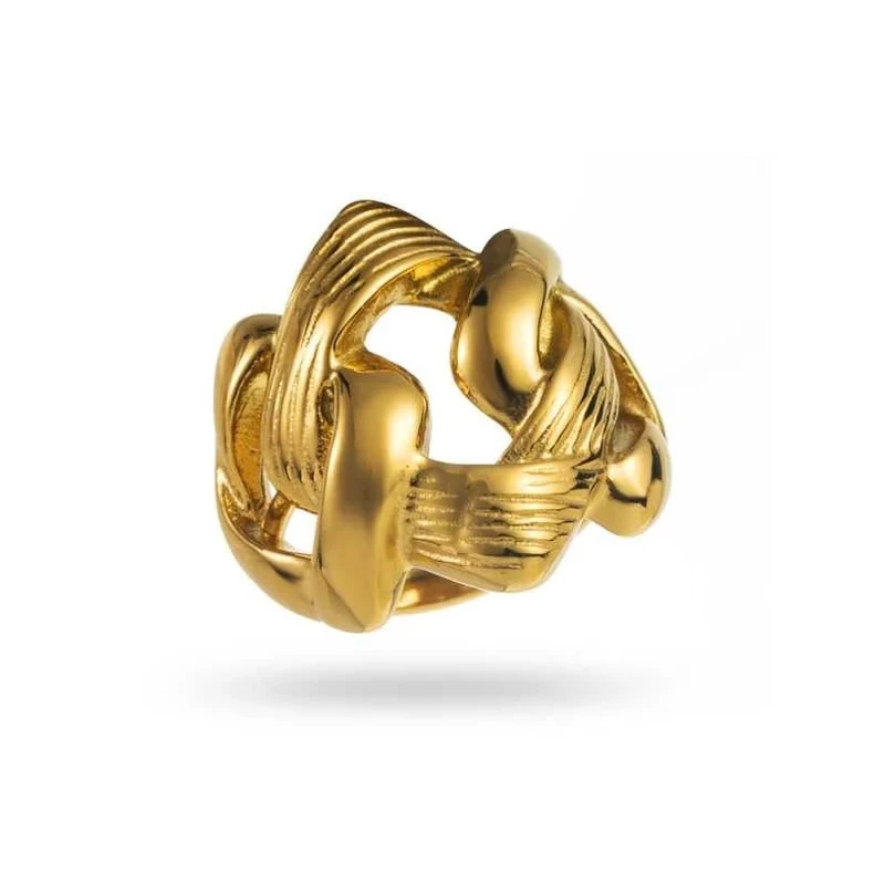 Bague dorée nœuds tressés en acier inoxydable réglable