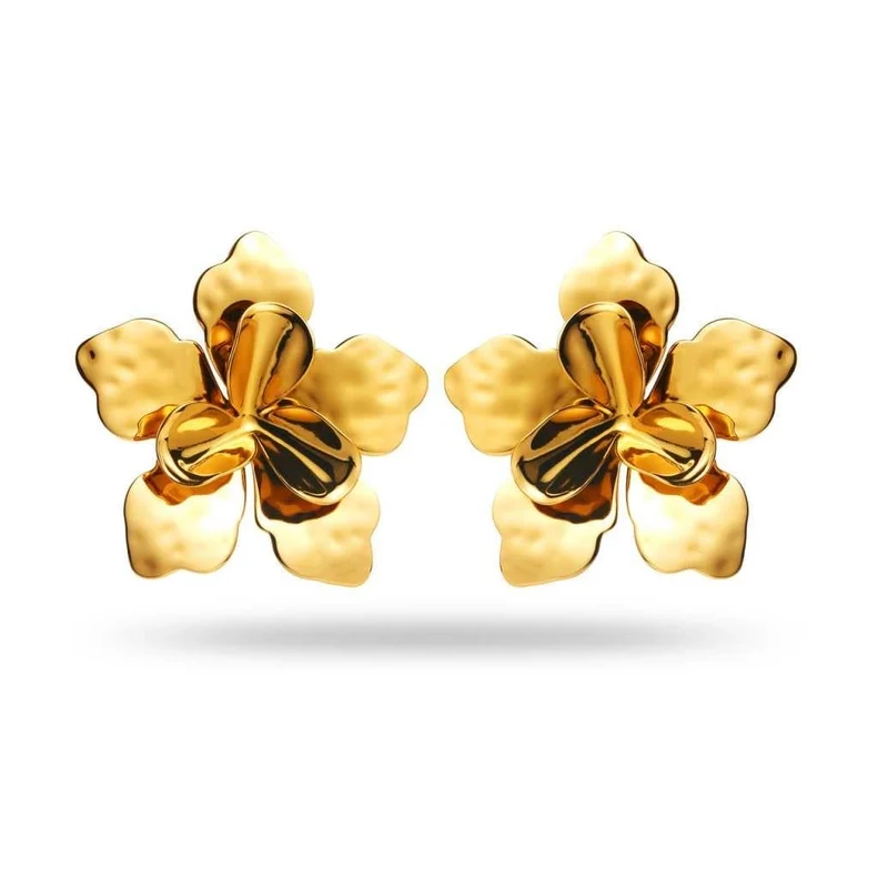 Boucles d’oreilles fleur en acier inoxydable doré