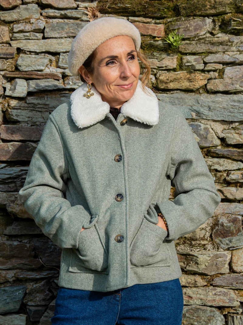 Manteau kaki col fourrure amovible NATTIE
