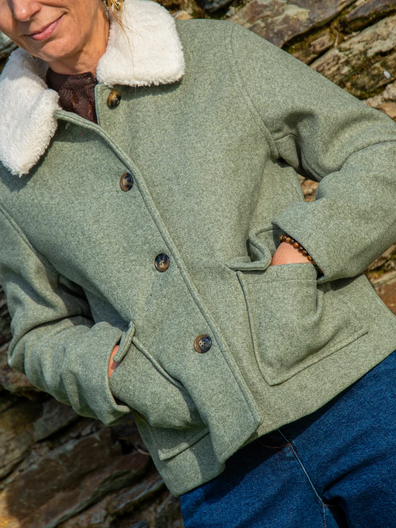 Manteau kaki col fourrure amovible NATTIE