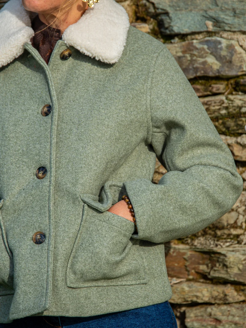 Manteau kaki col fourrure amovible NATTIE