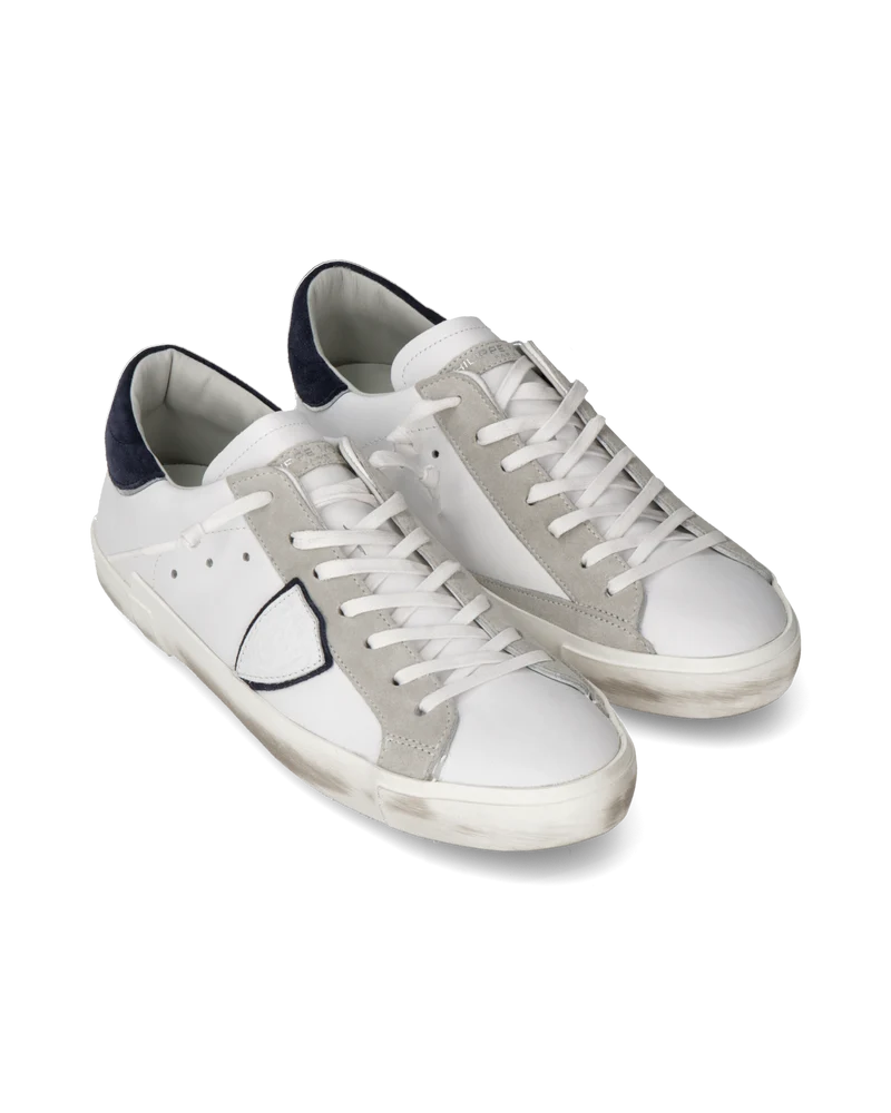 Men's Prsx Low-Top Sneakers in Suede, White and Blue