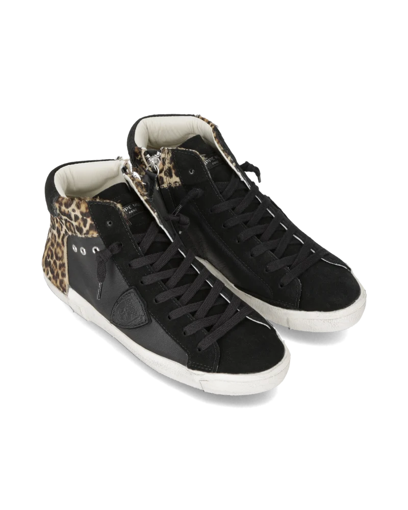 Sneakers Prsx Tennis Women, Black and Animal-print