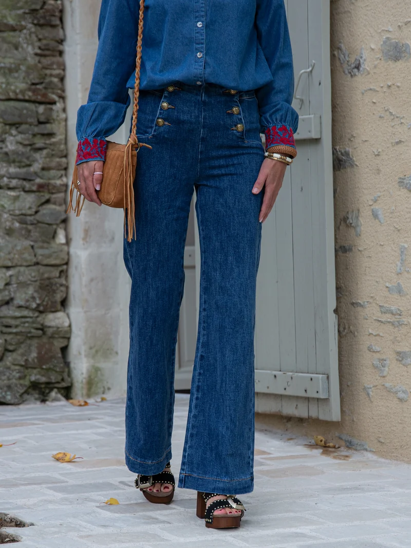Jeans denim bleu foncé VICTO Oraije
