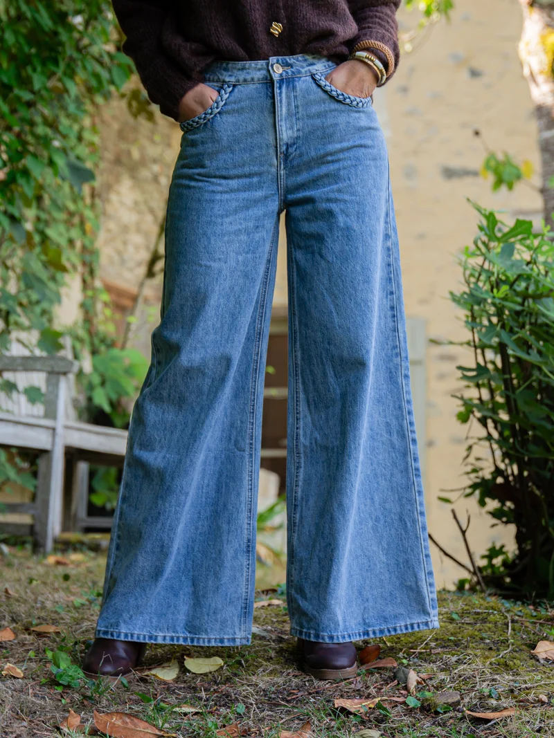 Jeans en denim vintage poches tressées LYDIE Oraije