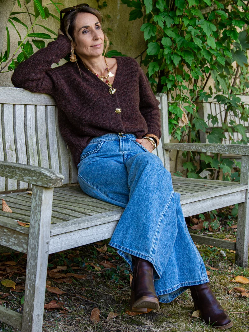 Jeans en denim vintage poches tressées LYDIE Oraije