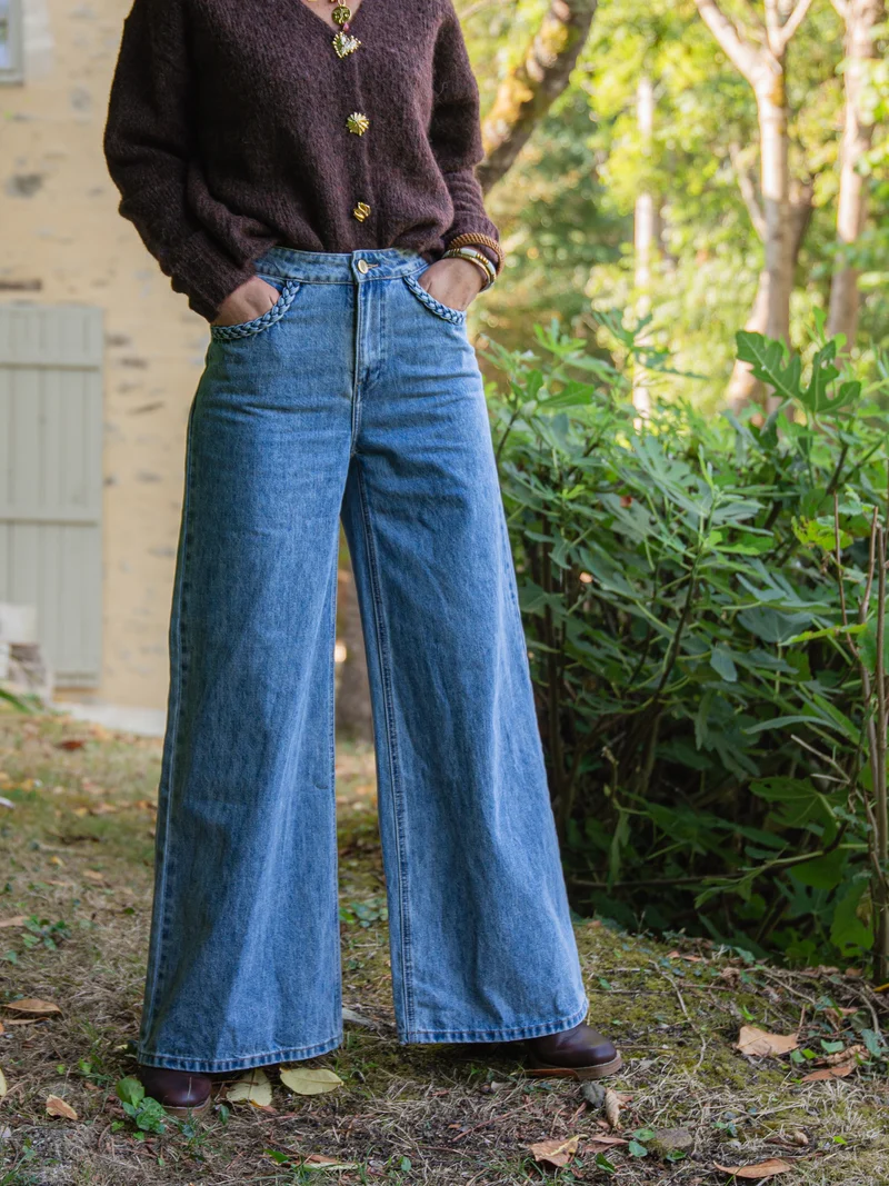 Jeans en denim vintage poches tressées LYDIE Oraije