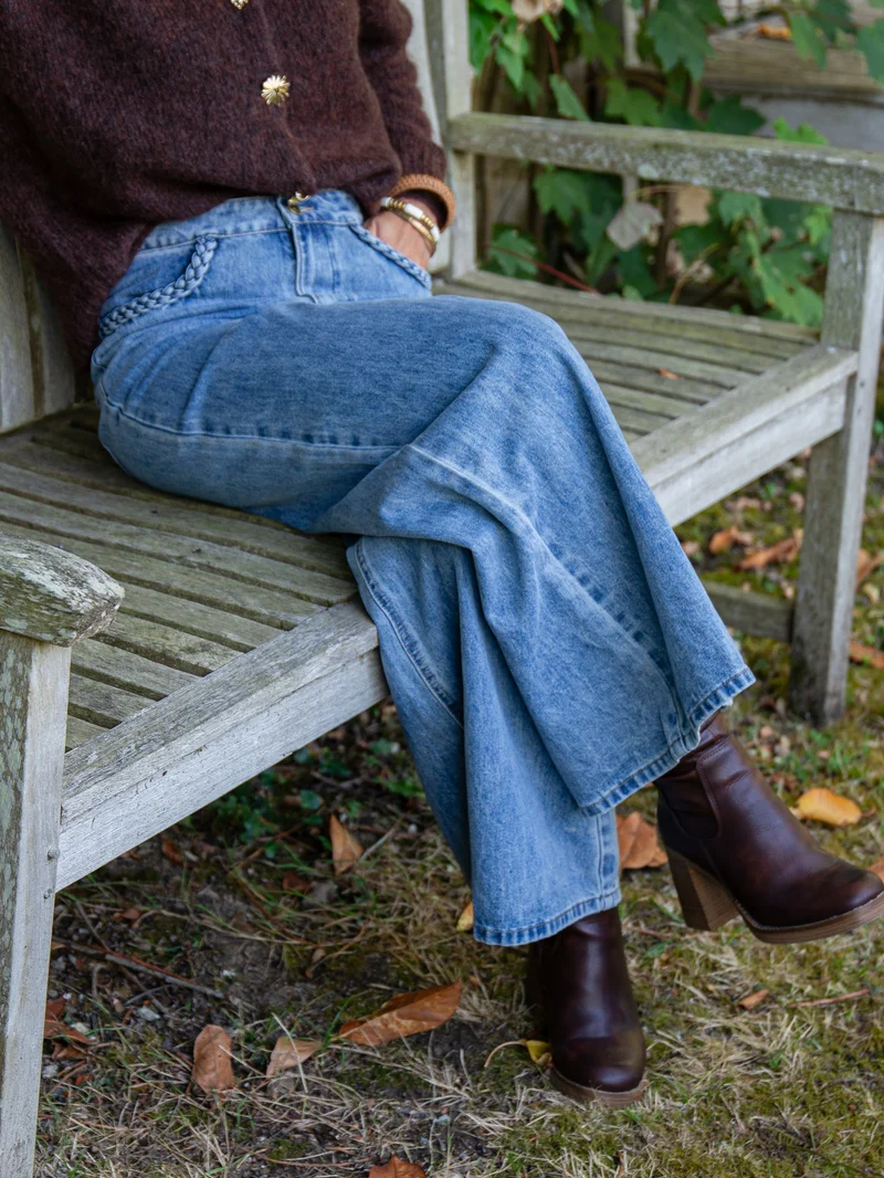 Jeans en denim vintage poches tressées LYDIE Oraije