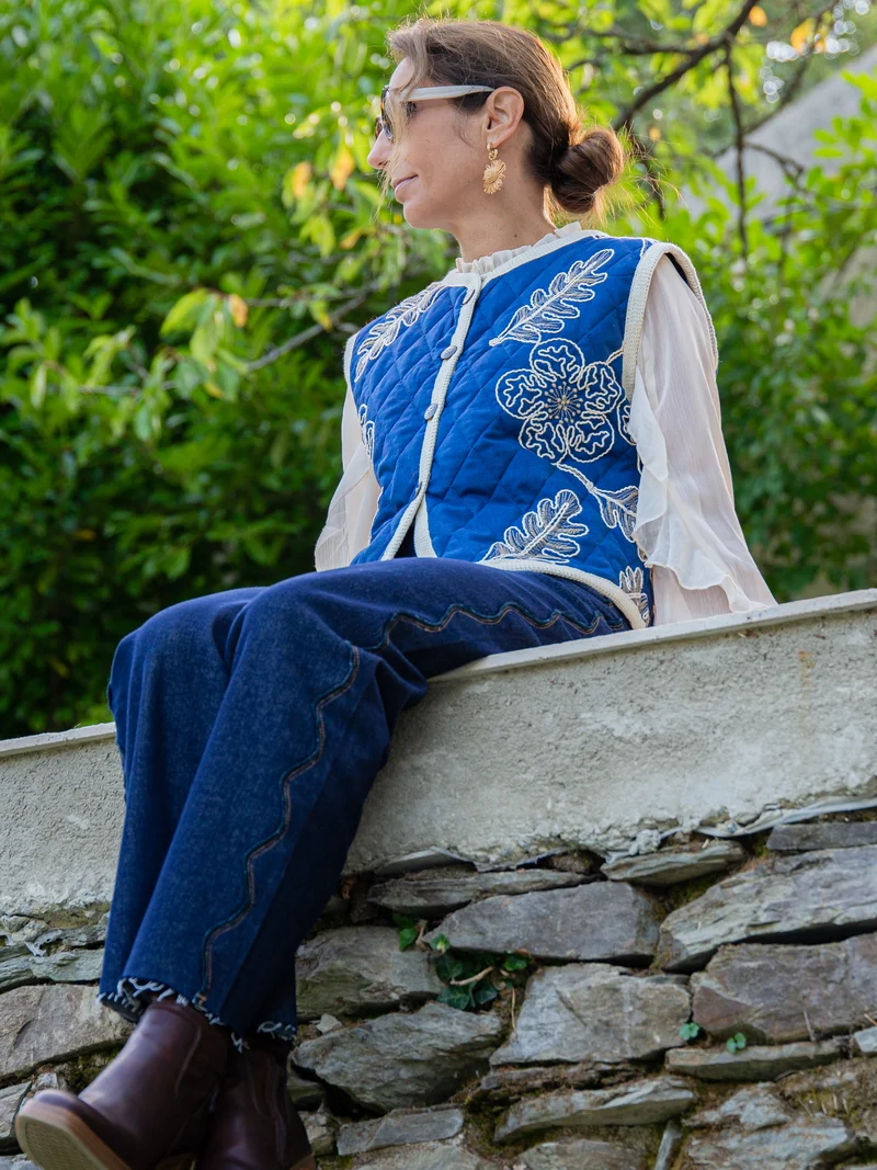 Veste marine matelassée sans manche BELINDA