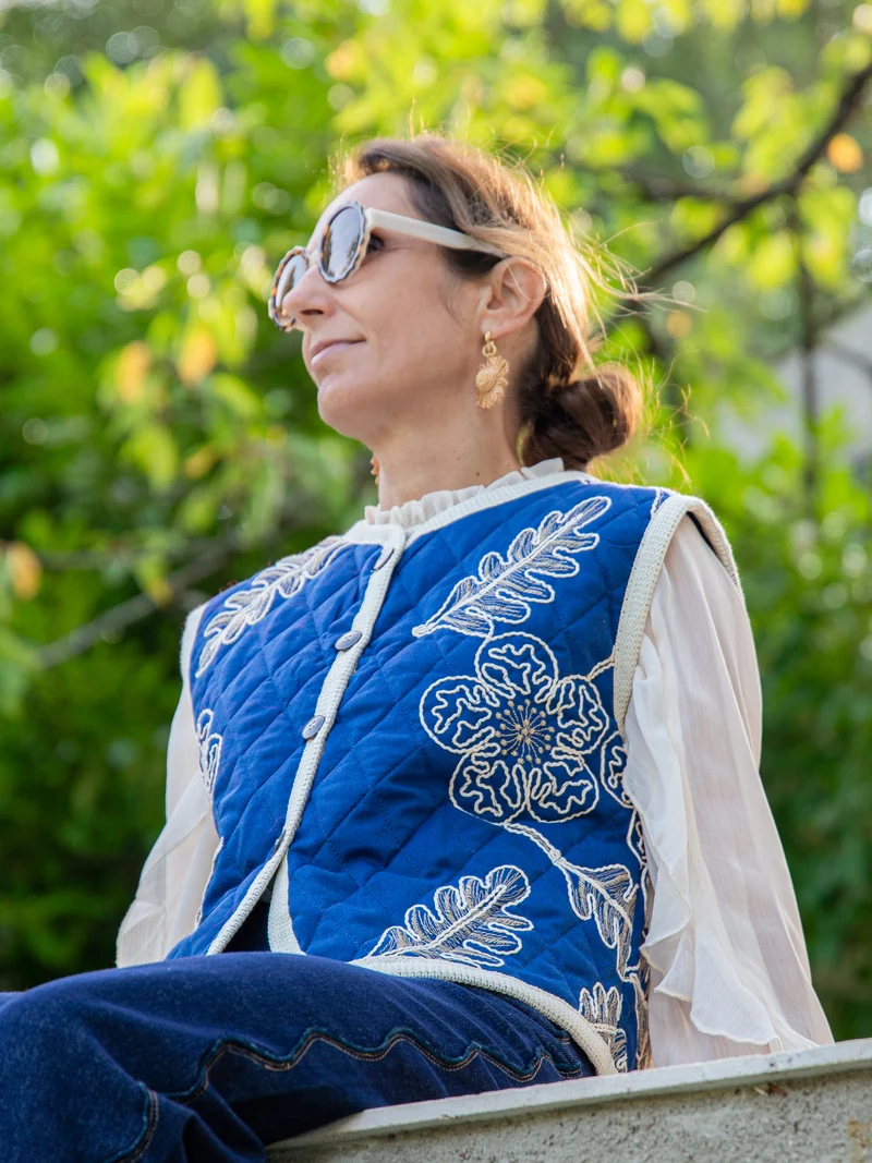 Veste marine matelassée sans manche BELINDA