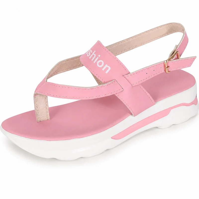 Women's Platform Sandal with Gold Buckle on the Side