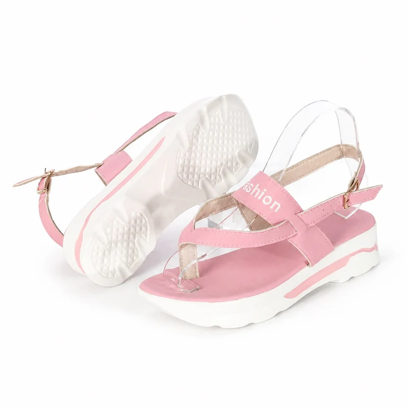 Women's Platform Sandal with Gold Buckle on the Side
