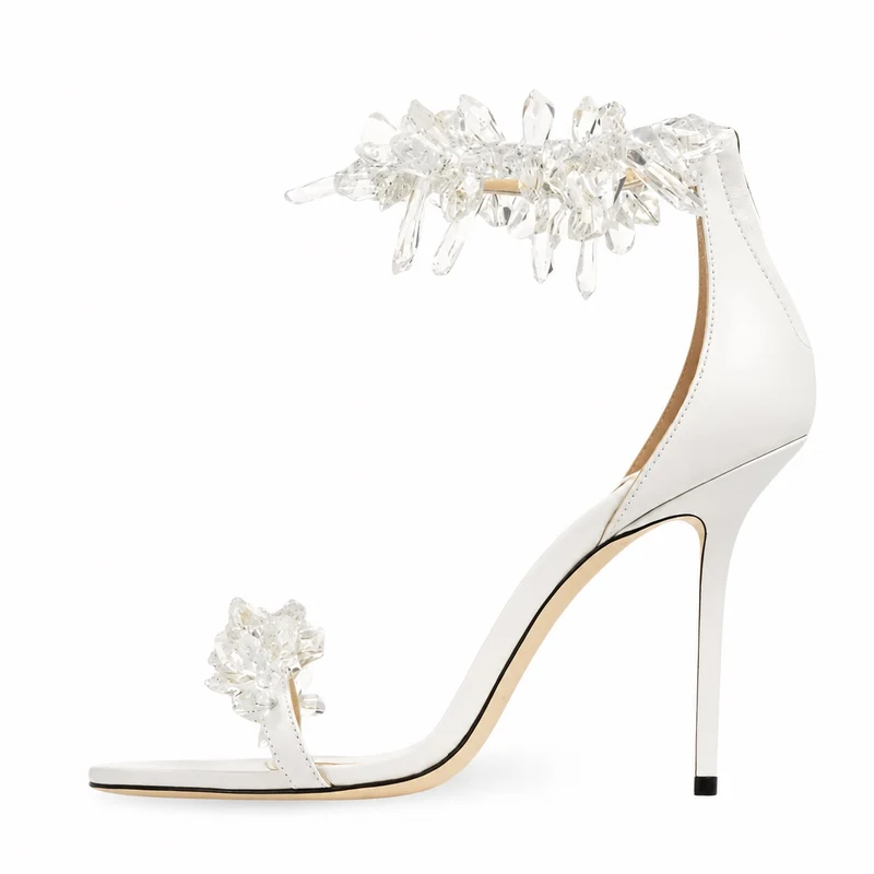 Women's Wedding Sandals with Crystal-Shaped Straps