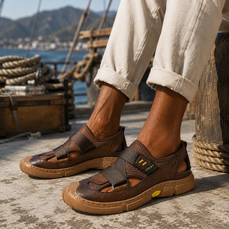 Men's Breathable Sneaker Style Scratch Sandal