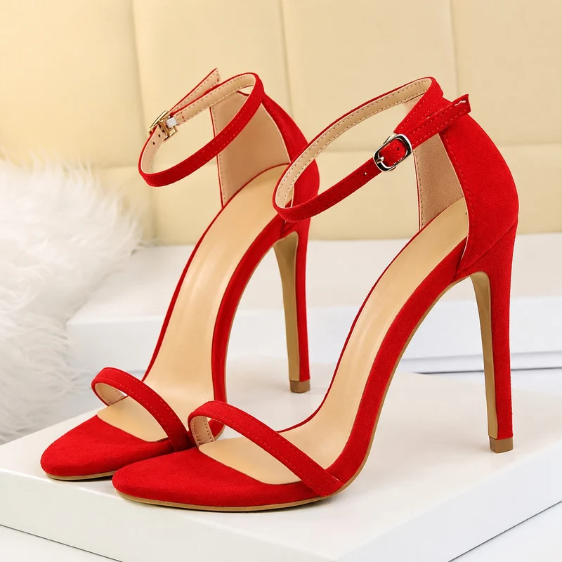 Women's Suede Effect and Elegant Heeled Sandal
